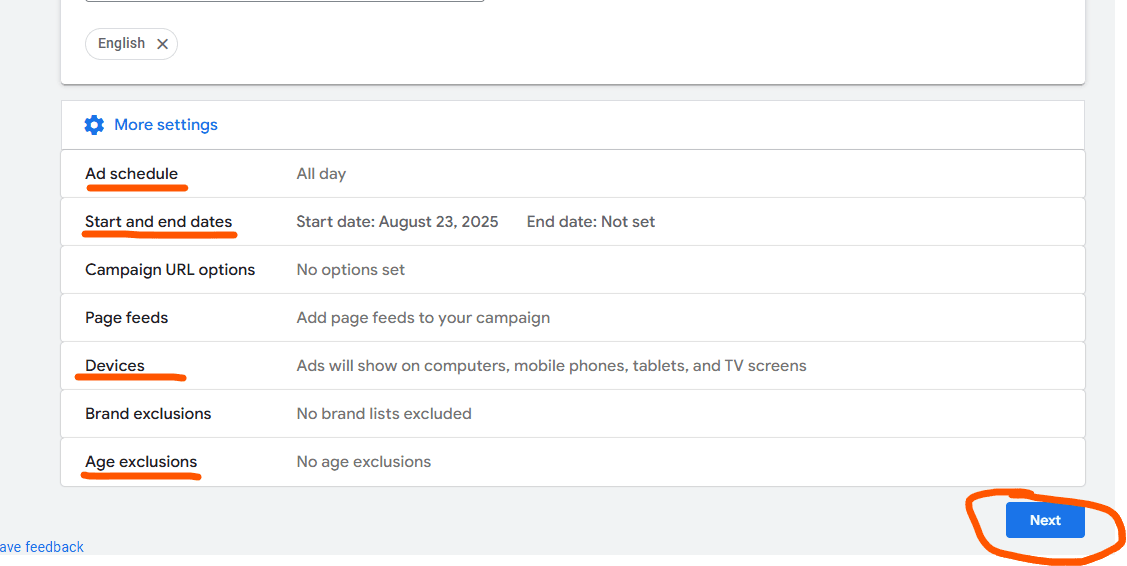 setup more info of campaign