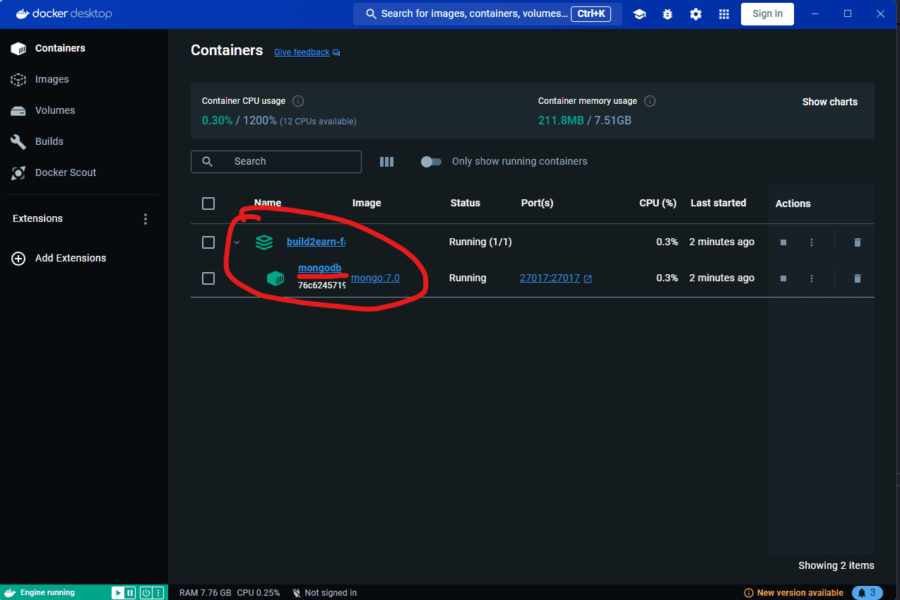 docker compose mongodb run