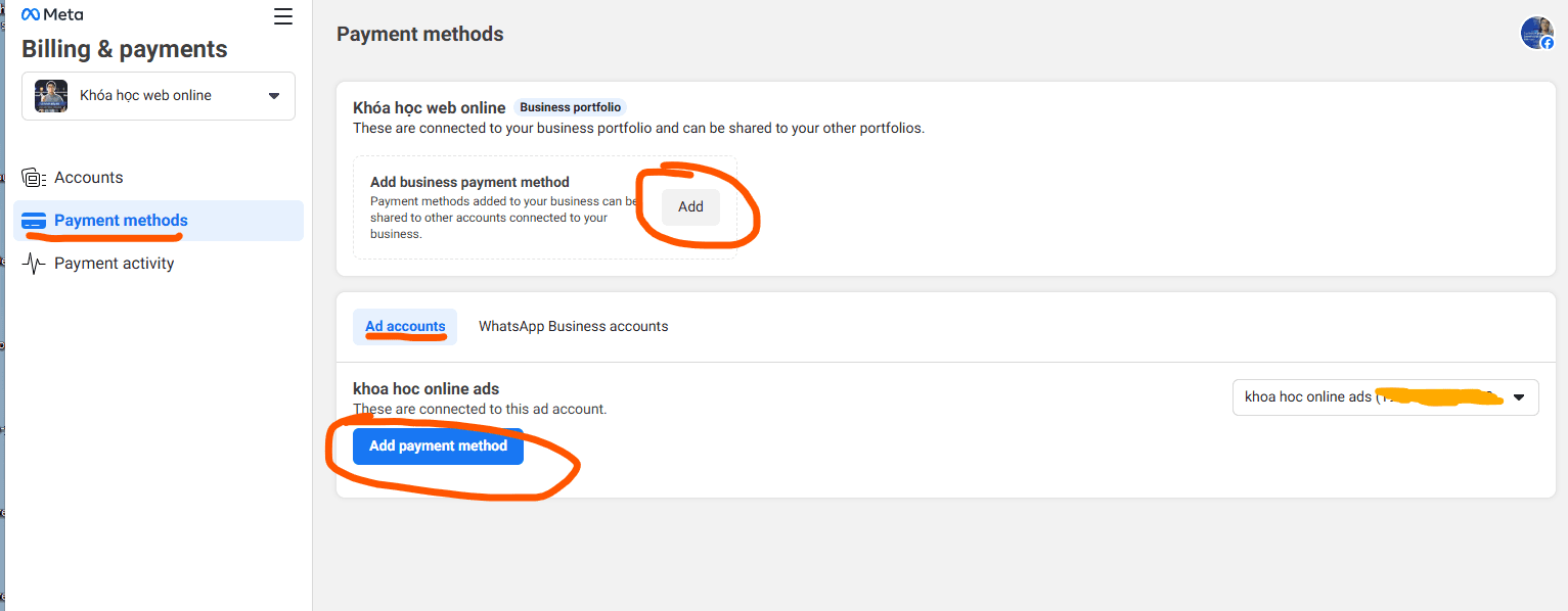 billing and payment - facebook ads