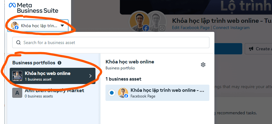 business portfolio list - facebook ads