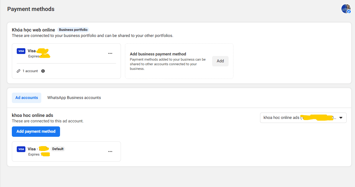 billing and payment - facebook ads