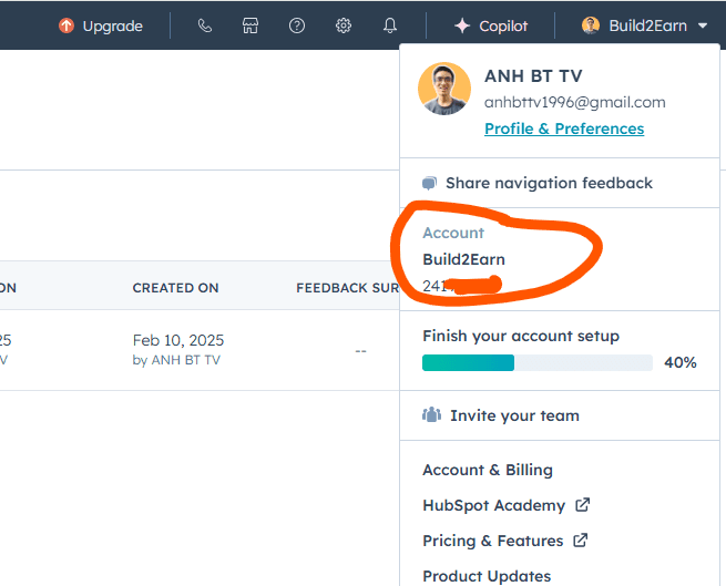 Hubspot user profile