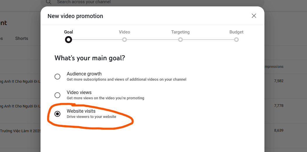 promo options on youtube promo