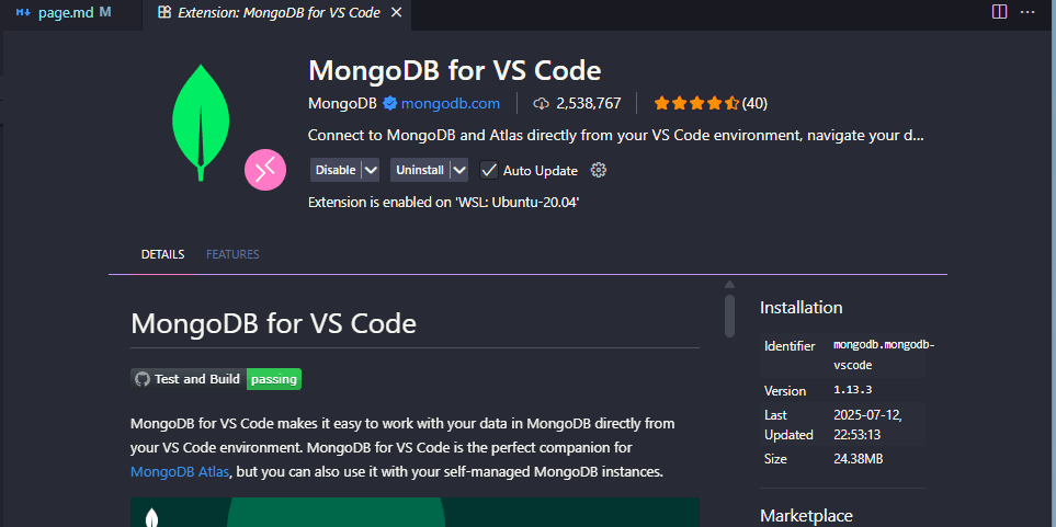 mongodb for VS Code