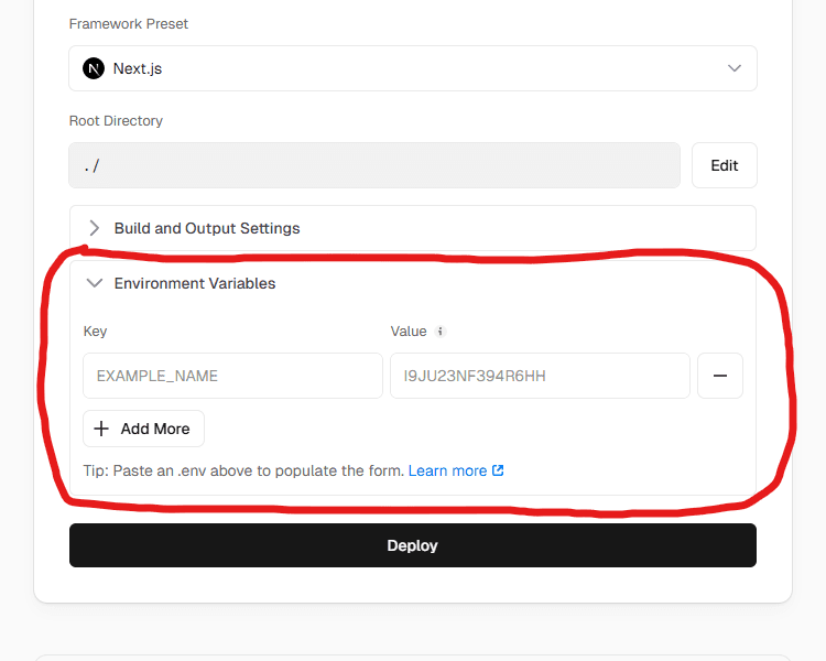 setup environment variables