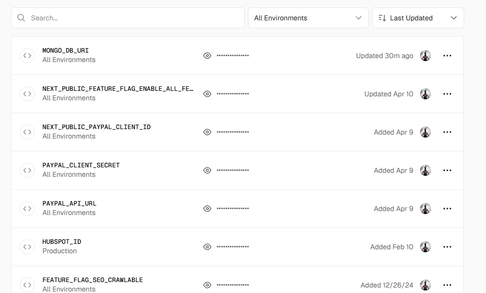 setup environment variables