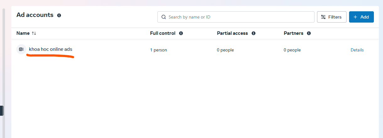 ads account list - facebook ads