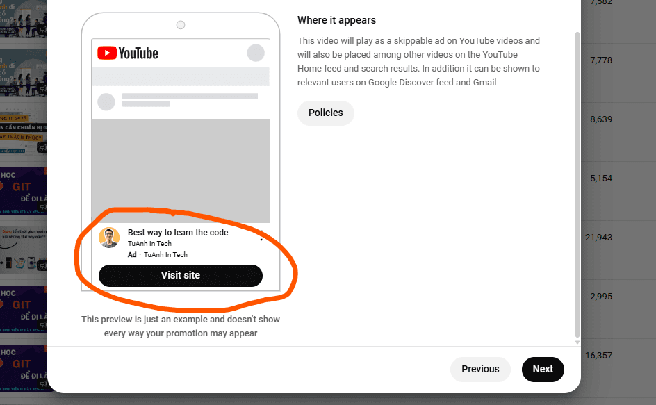 review ads youtube promotion