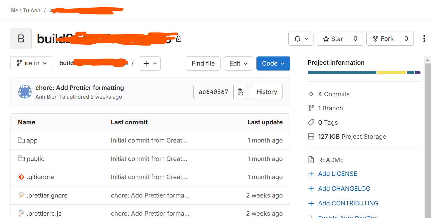 create a new Gitlab project