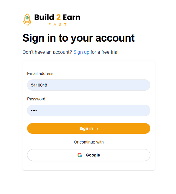 signin form