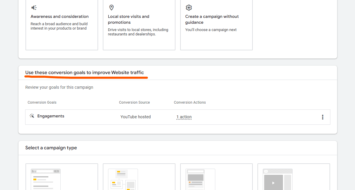 choose conversion goal