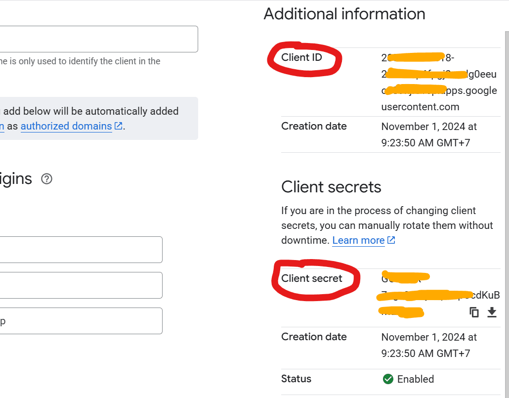 create new clients in oauth2- google console cloud