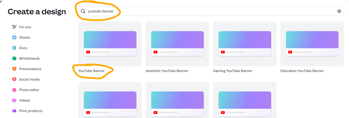 create youtube banner with canva