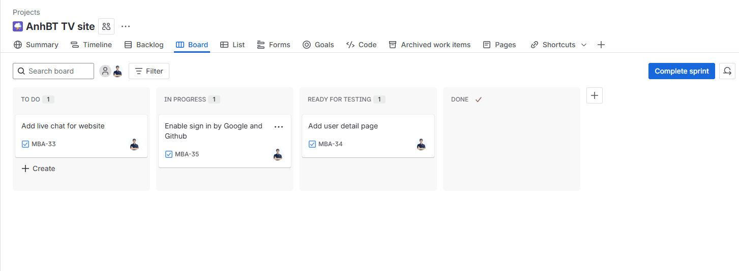 Jira canban board