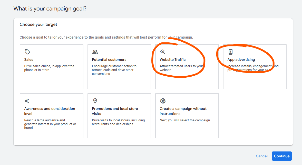 choose goal campaign