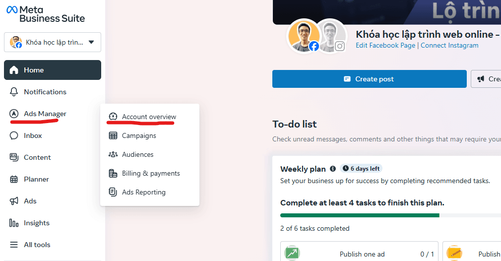 click ads manager - facebook ads
