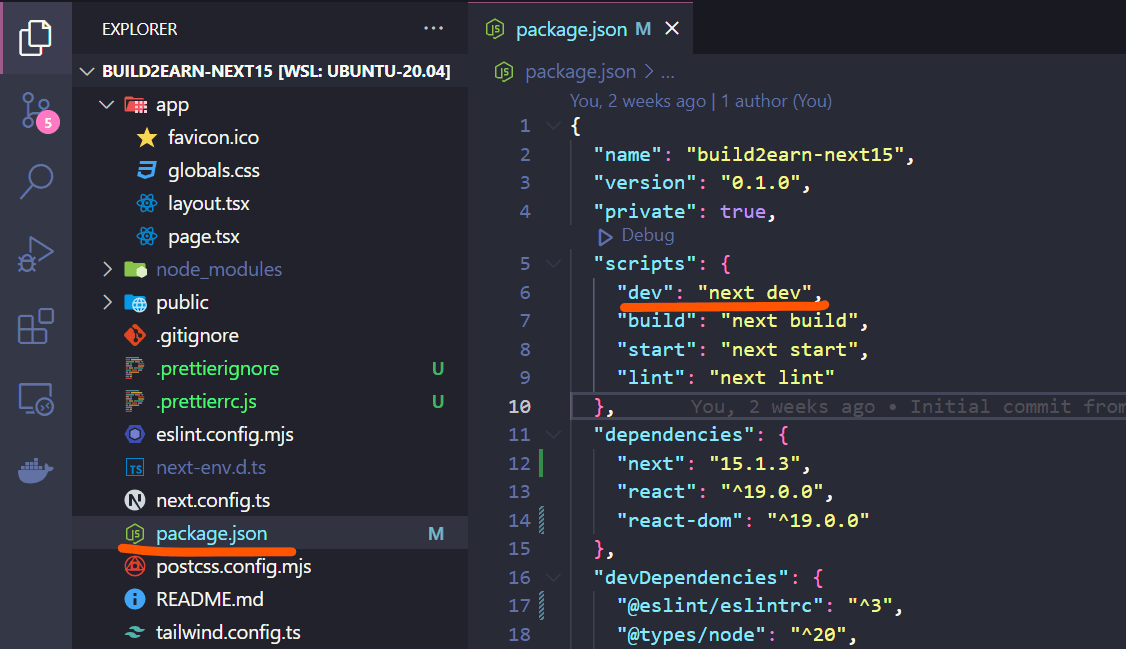 start server commands in nextjs