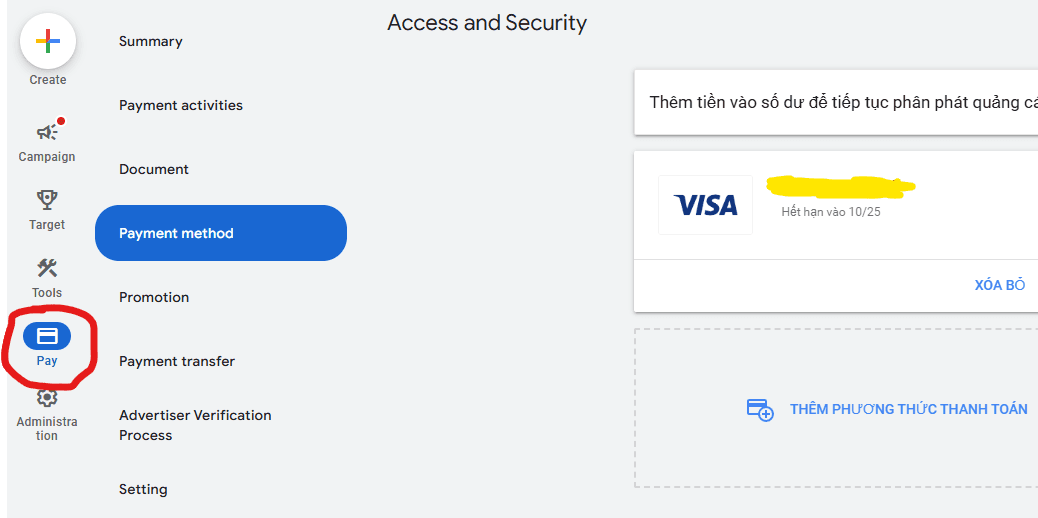 update payment method google ads