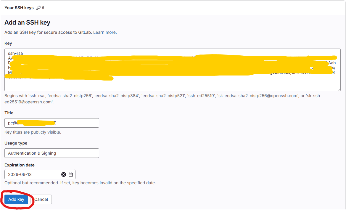 gitlab ssh key config