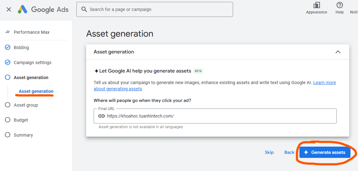 setup asset generate