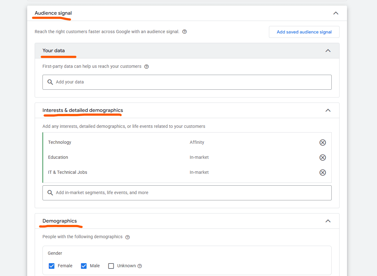 config audience signal