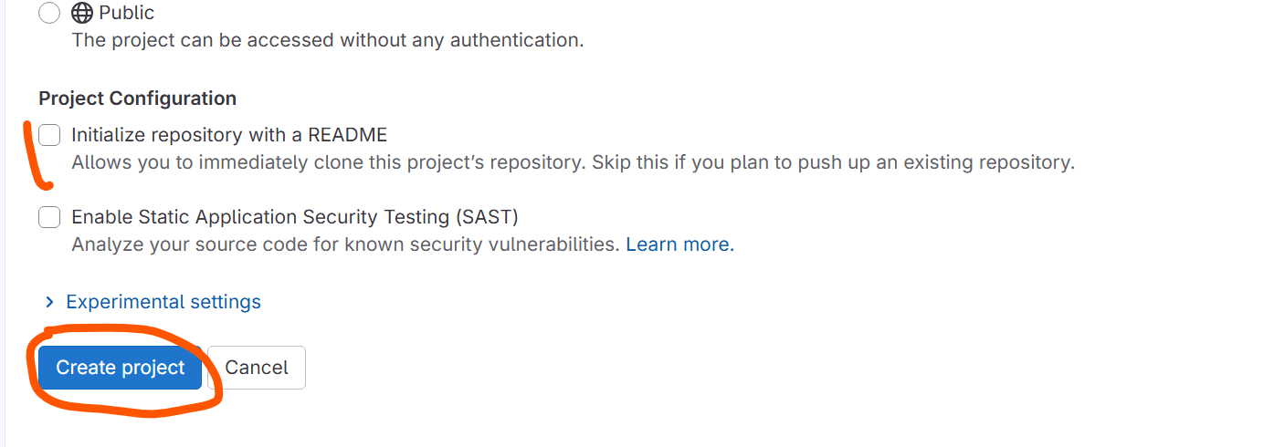 create a new Gitlab project